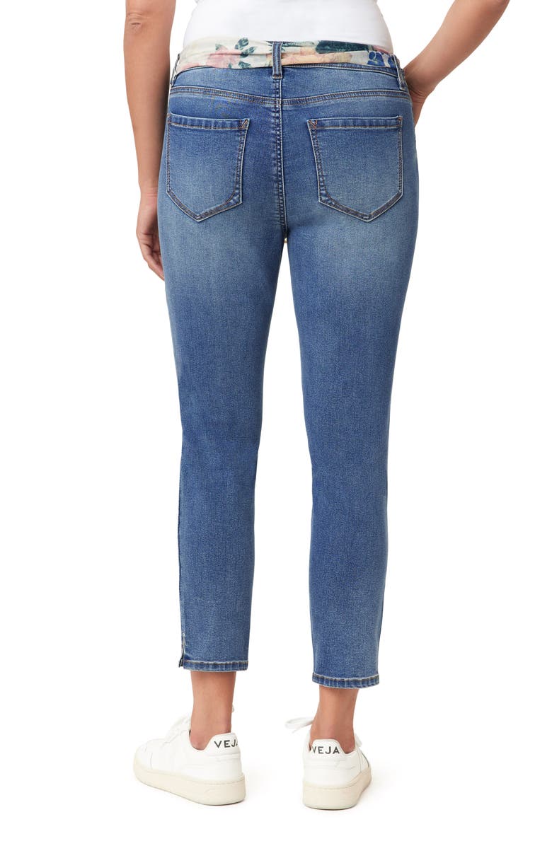 Kensie Belted Mid Rise Skinny Cropped Jeans, Alternate, color, Majore Hibiscus