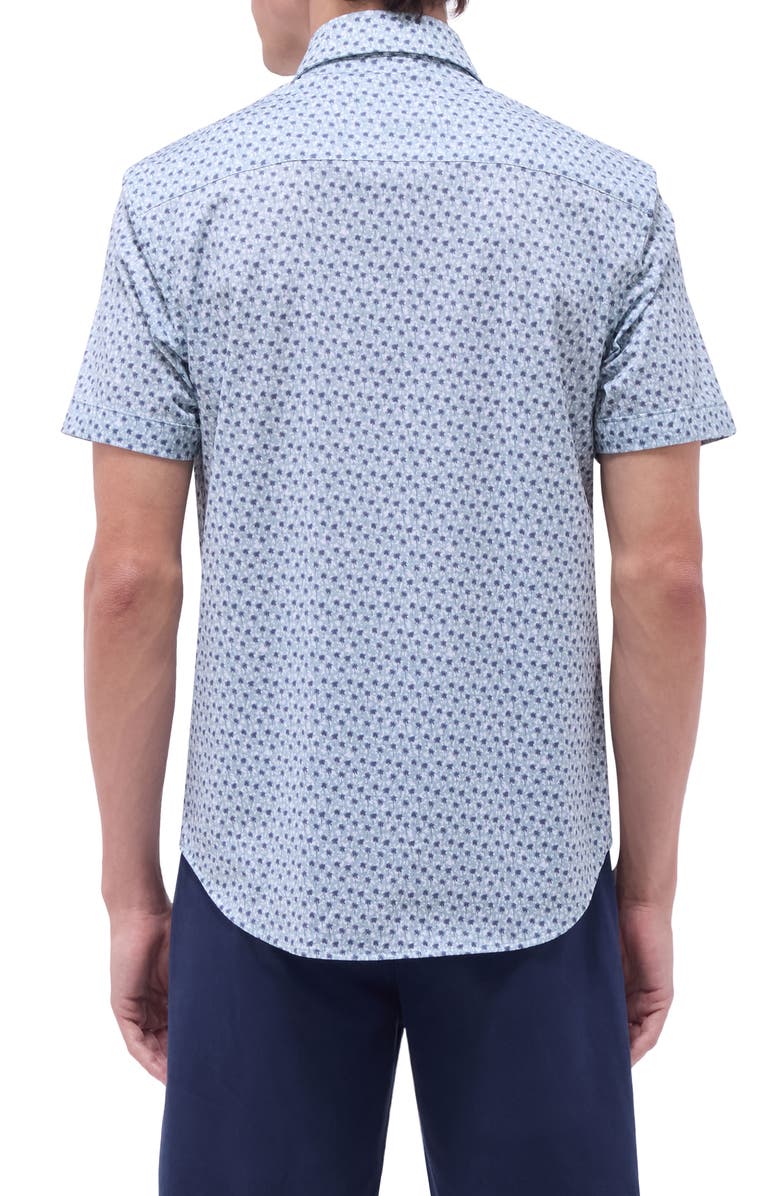 Bugatchi Miles OoohCotton<sup>®</sup> Palm Tree Short Sleeve Button-Up Shirt, Alternate, color, Mint