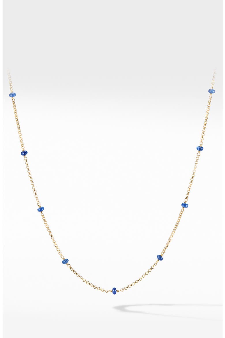 Cable Collectibles® Bead and Chain Necklace in 18K Yellow Gold with Blue Sapphires, Alternate, color, YELLOW GOLD/ BLUE SAPPHIRE