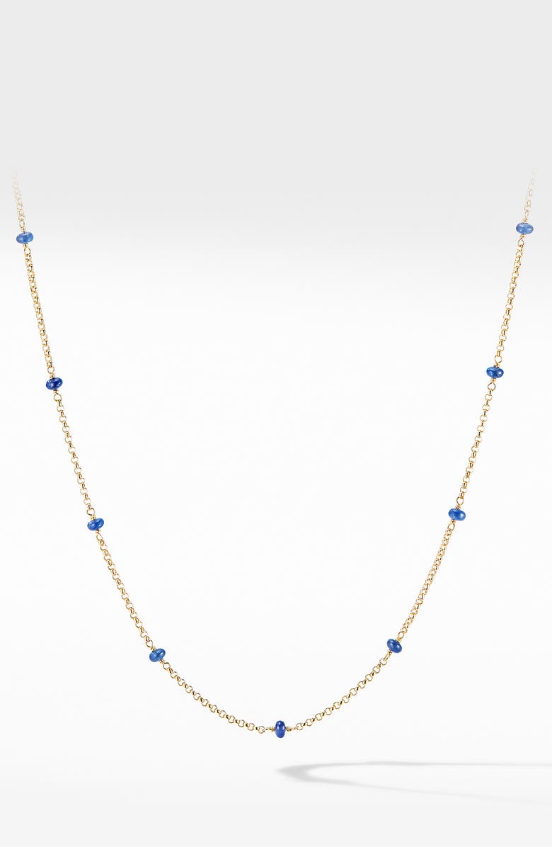 David Yurman Cable Collectibles<sup>®</sup> Bead and Chain Necklace in 18K Yellow Gold with Blue Sapphires, Alternate, color,