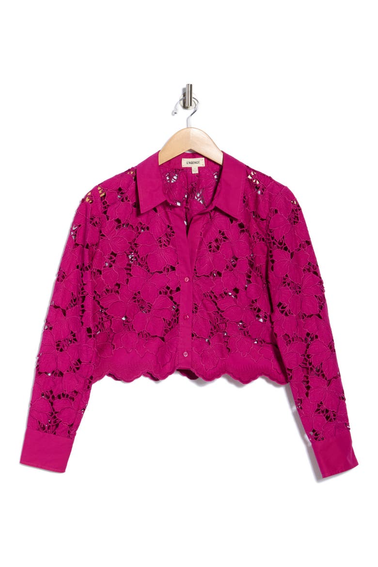 Seychelle Crop Button-Up Shirt, Alternate, color, RUBY