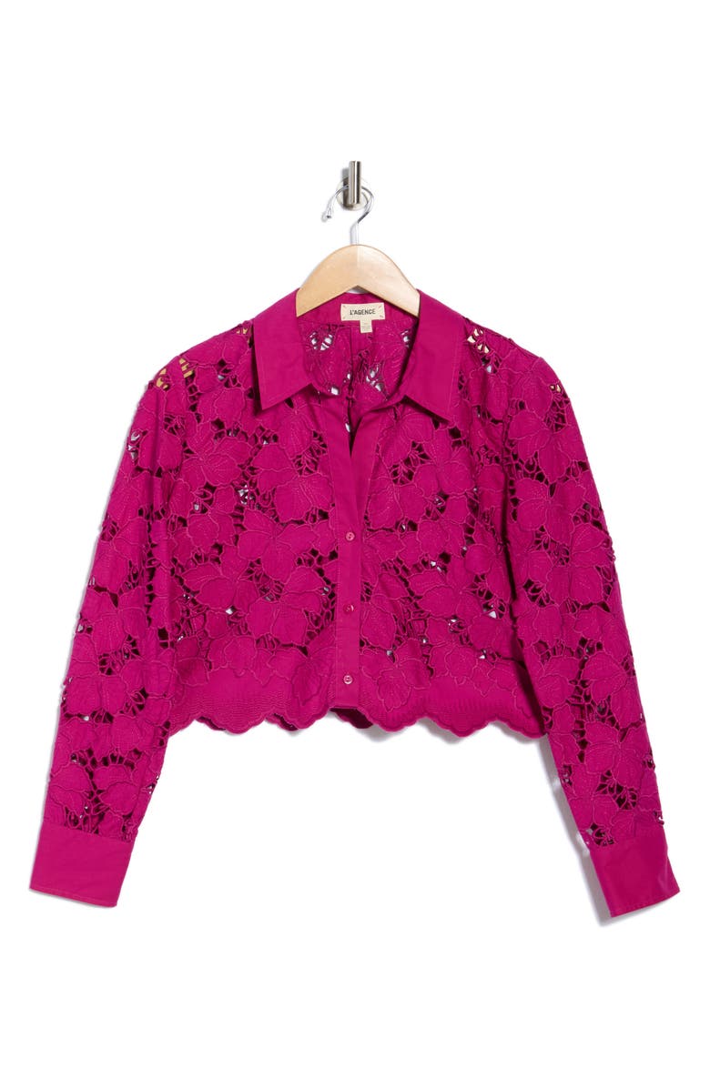 L'AGENCE Seychelle Crop Button-Up Shirt, Alternate, color, 