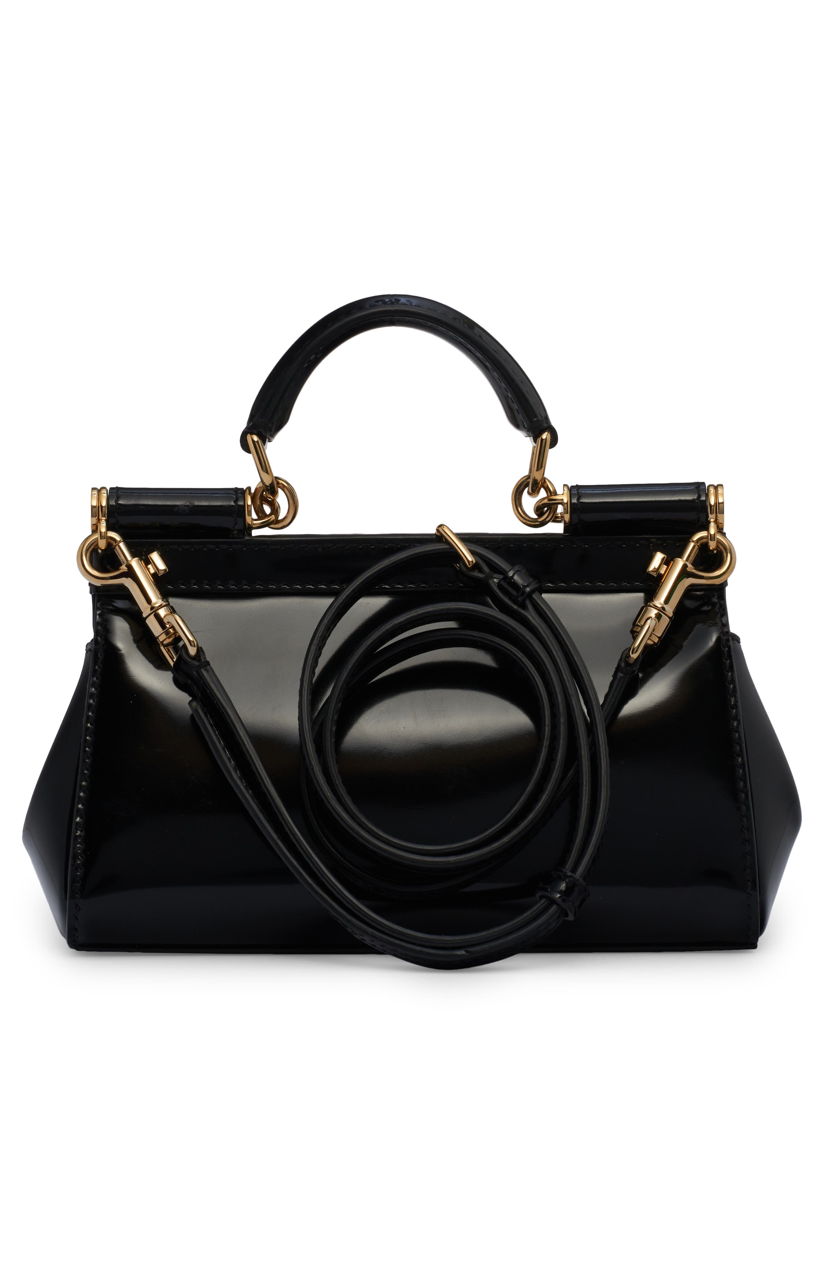 Dolce&Gabbana Small Sicily East/West Patent Leather Handbag, Alternate, color, 