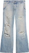 AMIRI Checkered Rip & Repair Bootcut Jeans