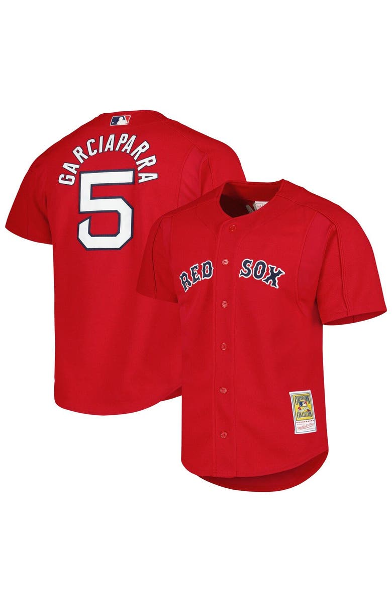 Mitchell & Ness Men's Mitchell & Ness Nomar Garciaparra Red Boston Red Sox Cooperstown Collection Mesh Batting Practice Button-Up Jersey, Main, color, 