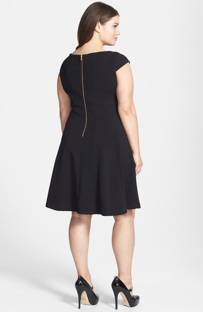 Taylor Dresses Textured Knit Fit & Flare Dress, Alternate, color,