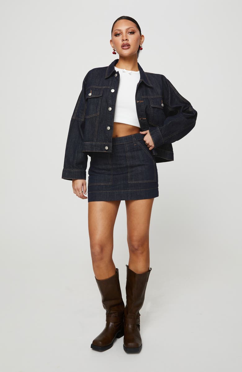 Princess Polly Hughes Patch Pocket Denim Miniskirt, Alternate, color, 