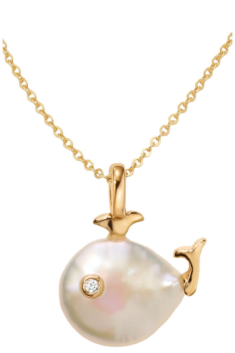 Pearl Whale Charm Necklace, Main, color, Gold Vermeil
