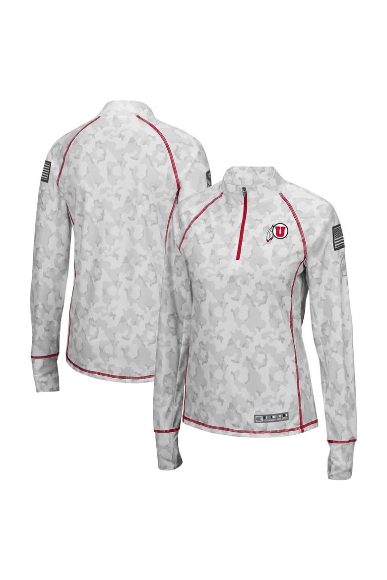 Women's Colosseum Camo Utah Utes OHT Military Appreciation Officer Arctic Lightweight Quarter-Zip Top, Main, color, Camo
