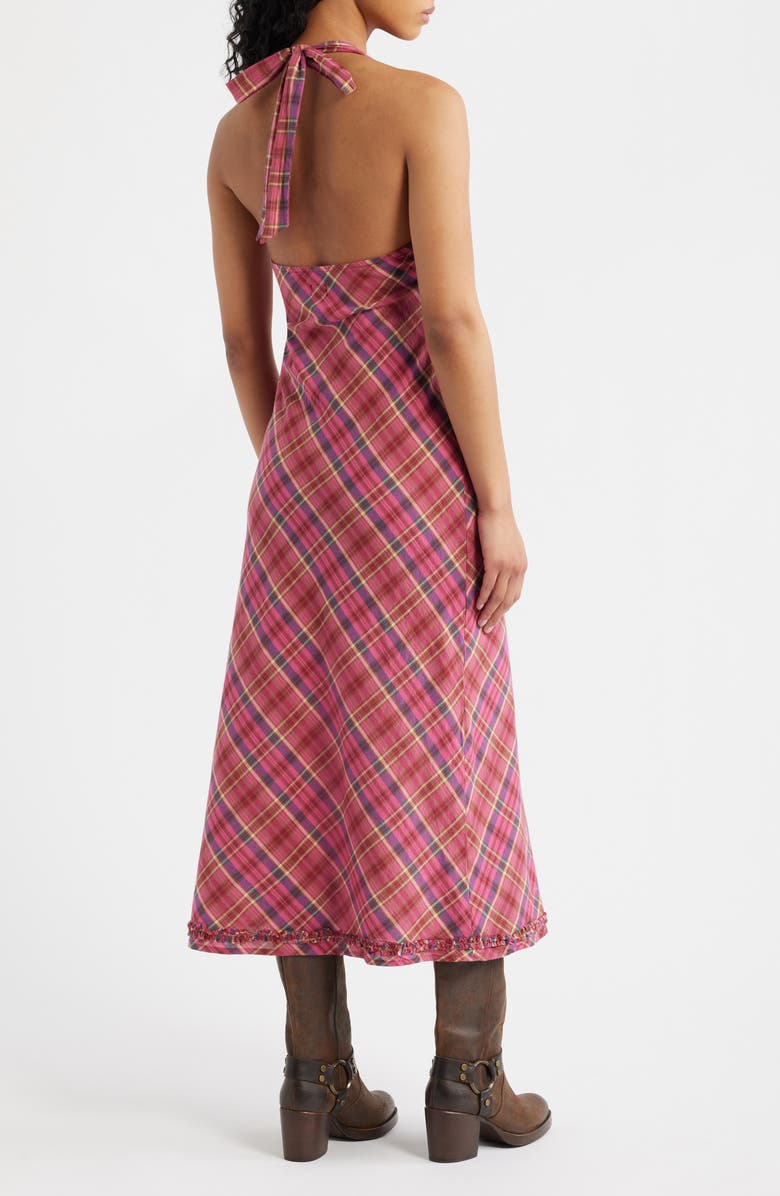 BDG Urban Outfitters Rita Plaid Halter Midi Dress, Alternate, color, Red Check