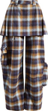 Collina Strada Lawn Plaid Skirt Overlay Cargo Pants
