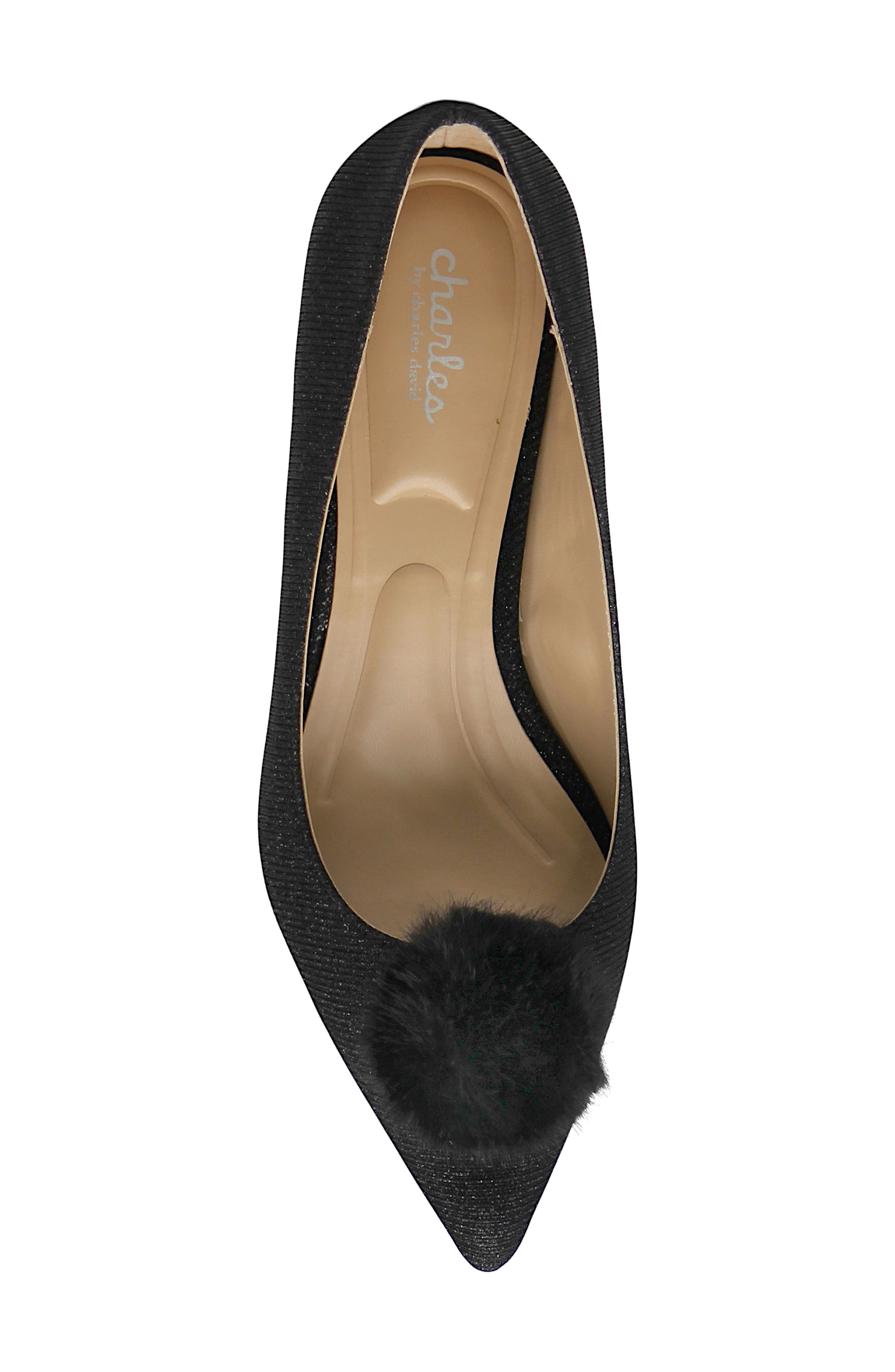 Charles by Charles David Amon Pointed Toe Kitten Heel Pump, Alternate, color, Black-Sparkle