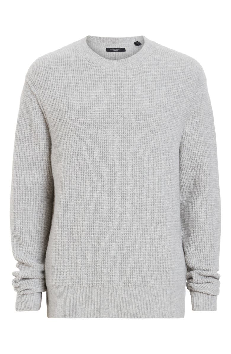 AllSaints Hatten Waffle Stitch Sweater, Alternate, color, Light Grey
