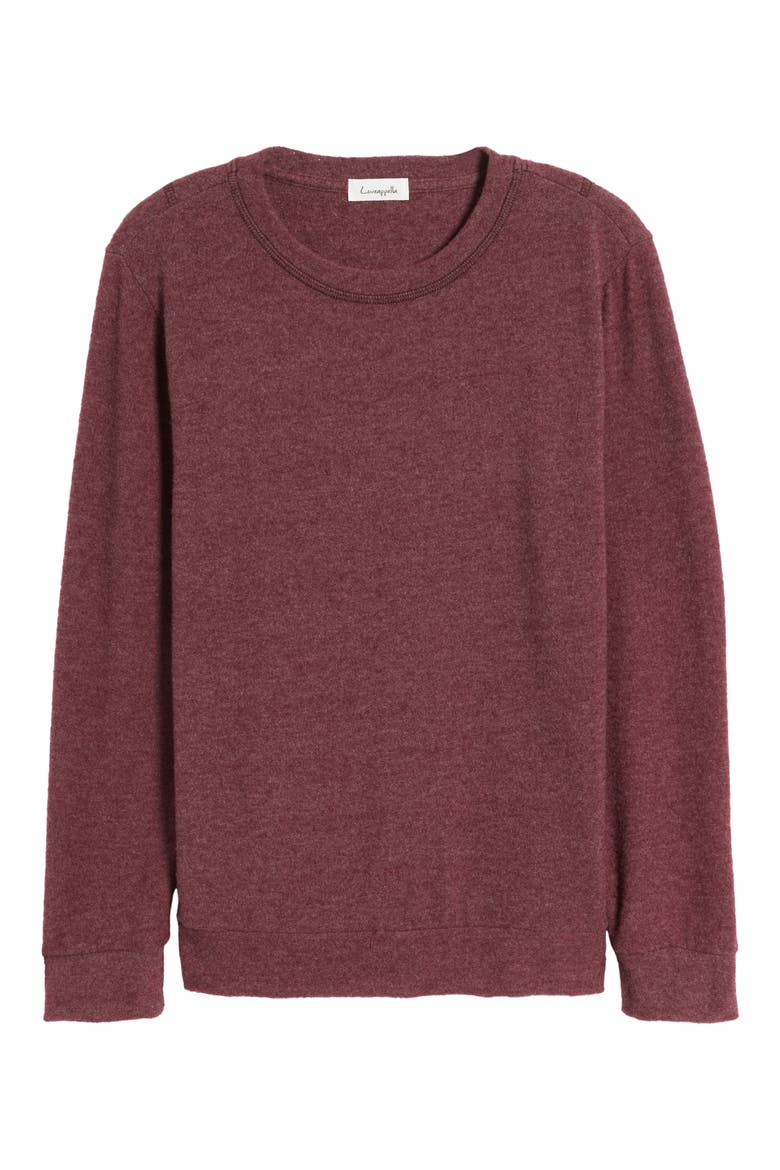 Cozy Crewneck Long Sleeve Top, Alternate, color, BURGUNDY