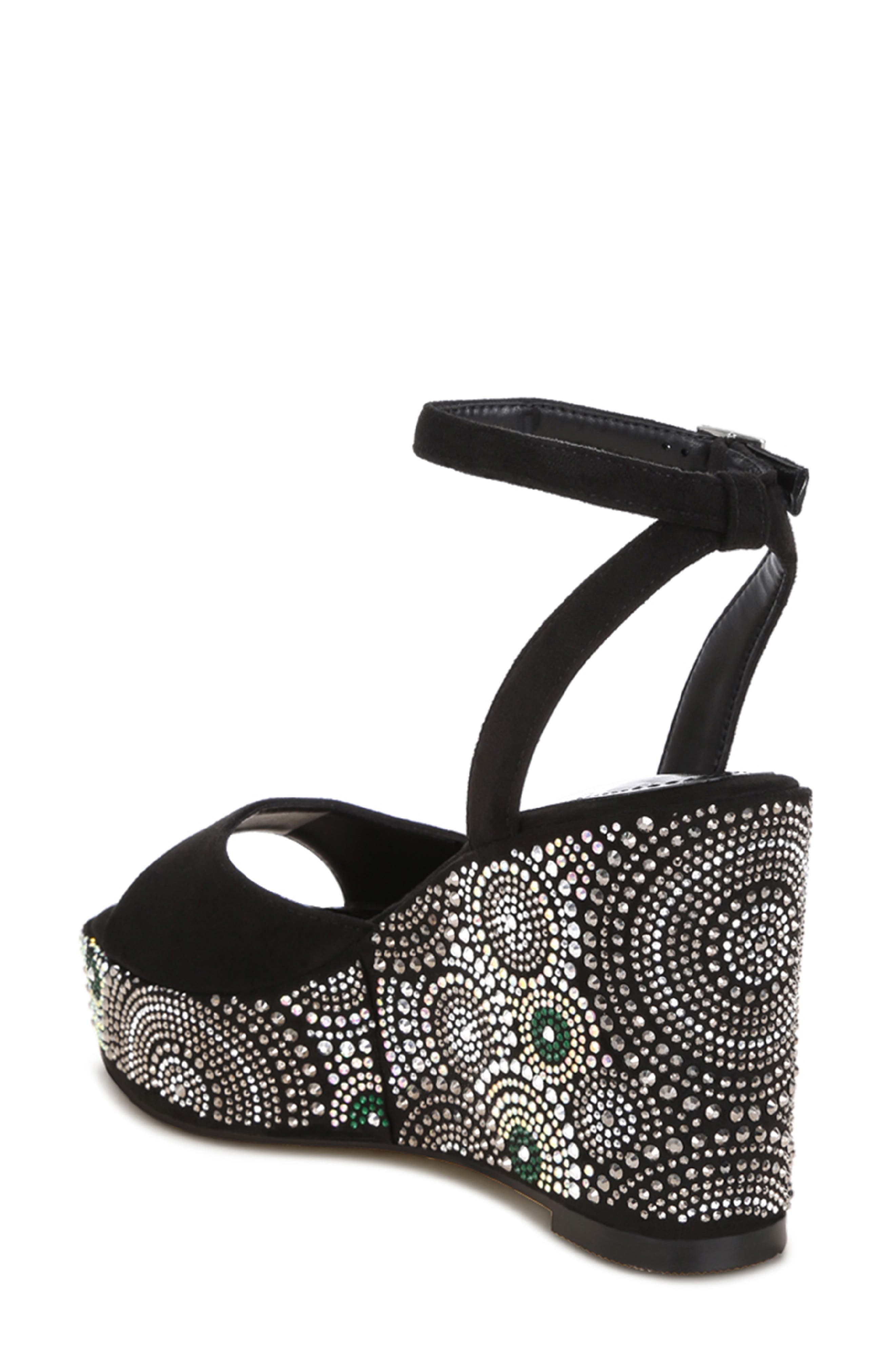 Mandala Wedge Sandal, Alternate, color, BLACK SUEDE