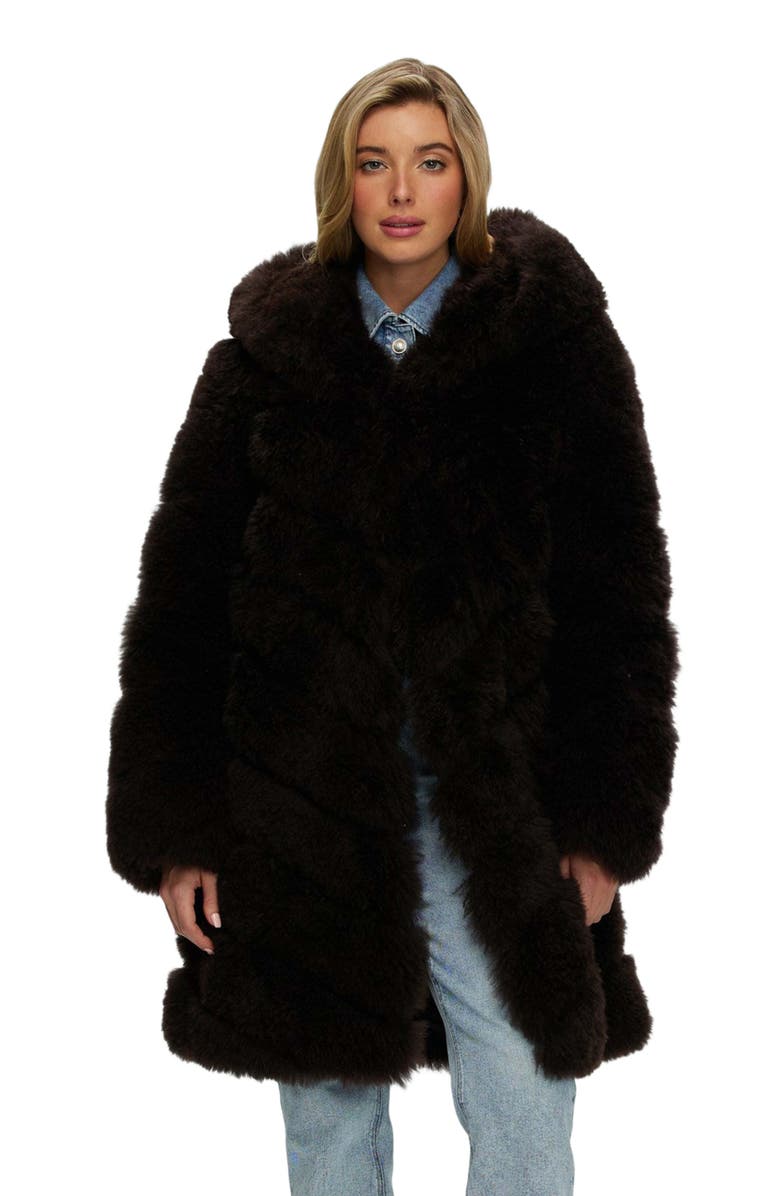 GORSKI Select Genuine Shearling Diagonal Parka, Alternate, color, Brown