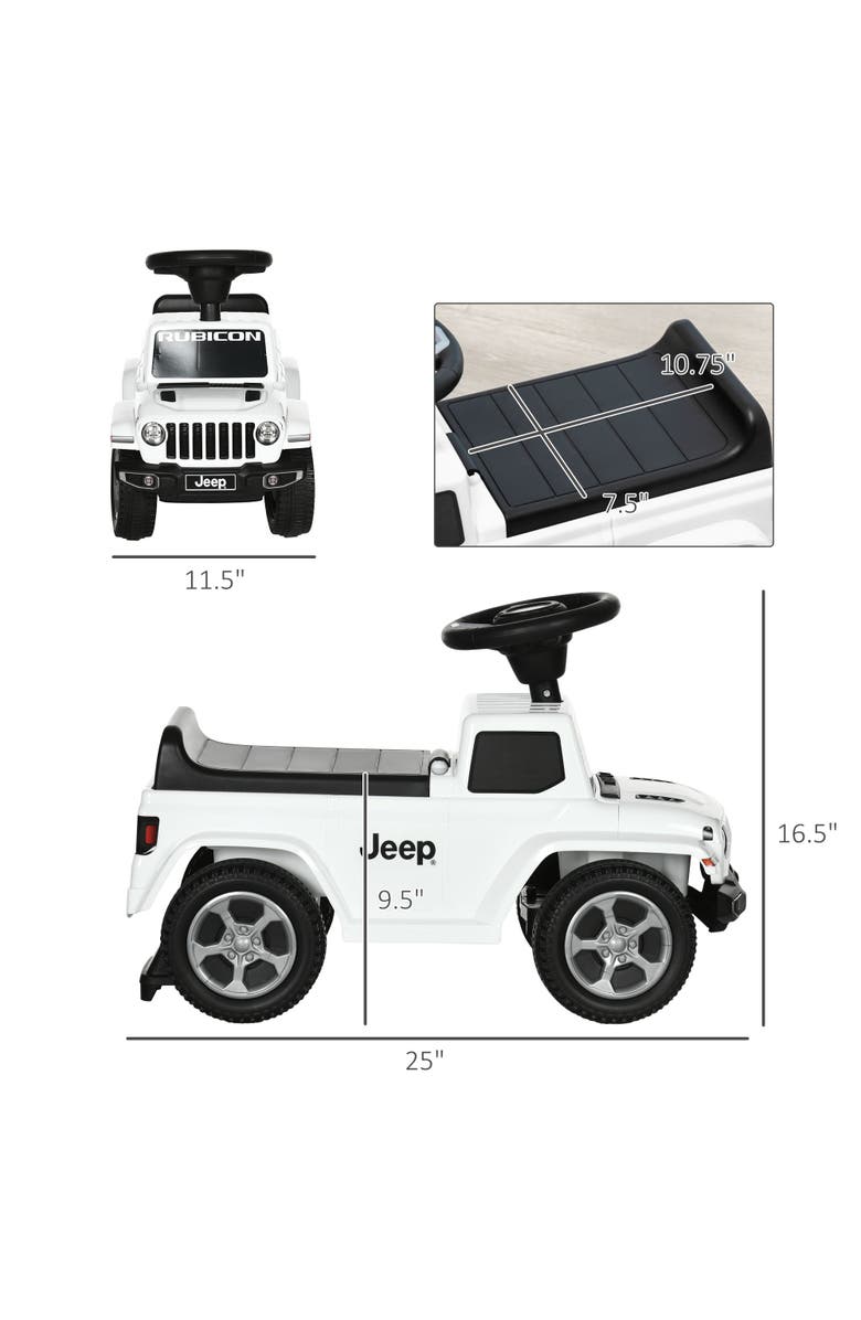 Aosom Toddler Ride on Car with Engine Sounds, Storage, Alternate, color, White