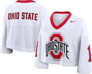 Nike Women's Nike White Ohio State Buckeyes Oversized Logo Cropped Fashion Jersey