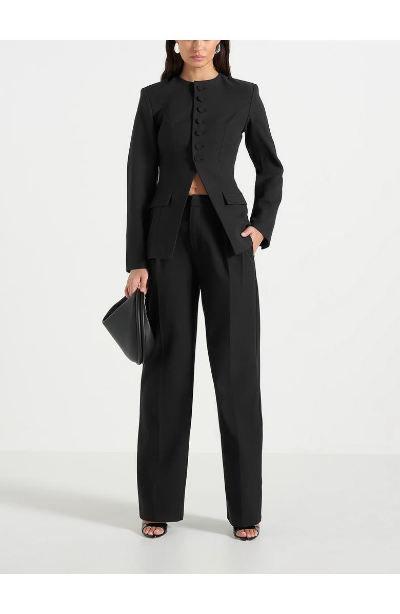 Manière De Voir Harper Tailored Cinch Blazer With Detachable Collar, Alternate, color, Black