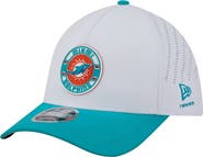 New Era Men's New Era White/Aqua Miami Dolphins Patch 39THIRTY A-Frame M-Crown Perforated Flex Hat