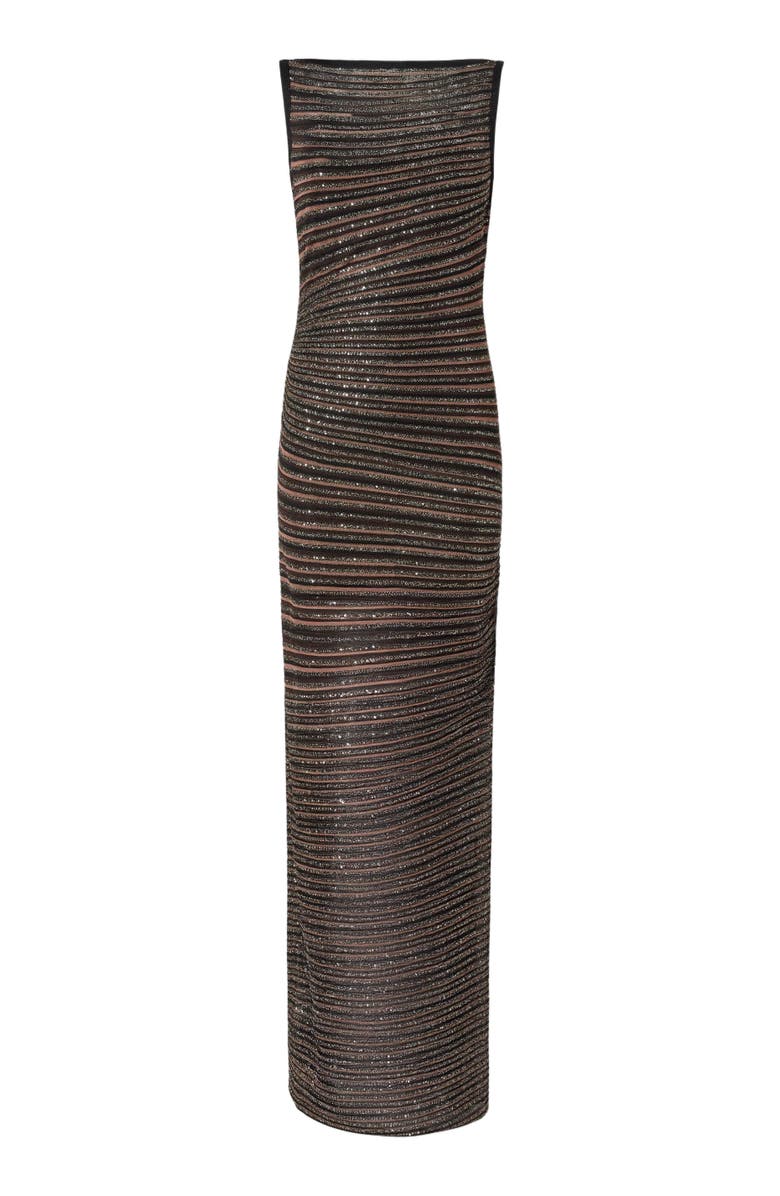 Missoni Long Dress With Boat Neck, Alternate, color, Black 
Brown