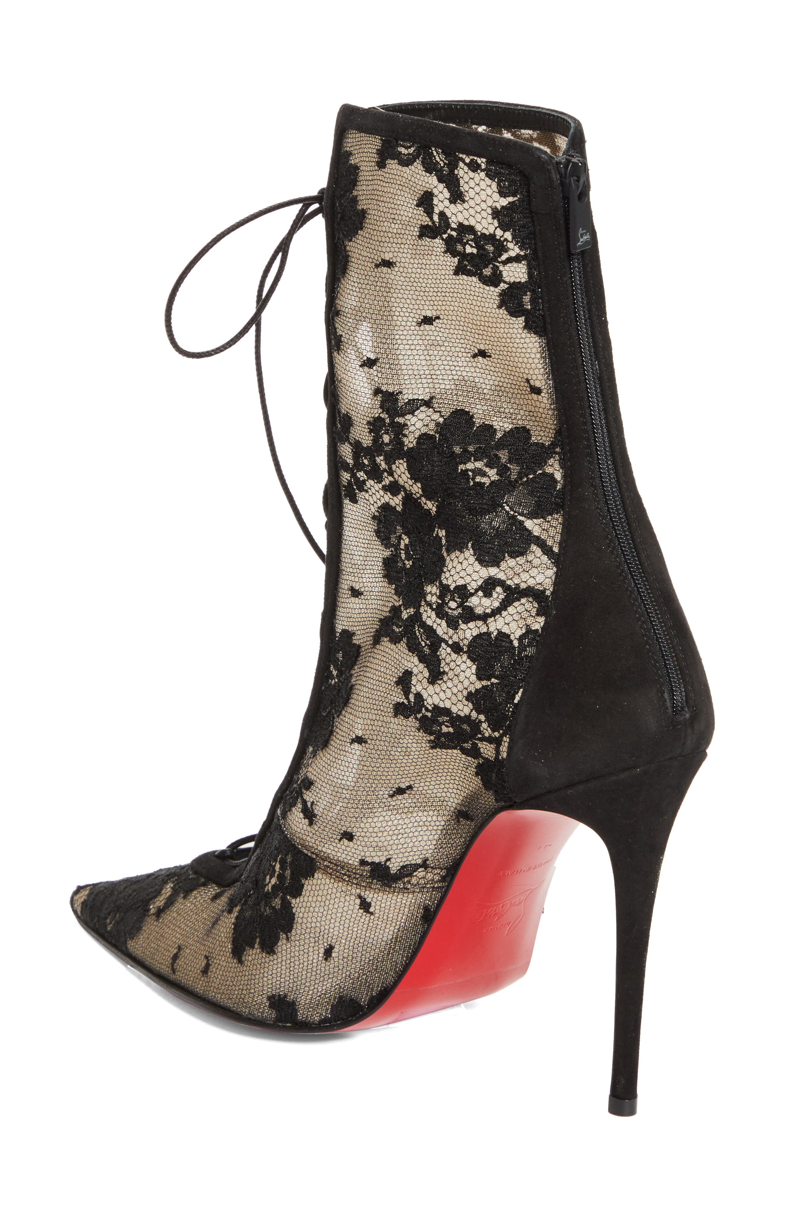 Christian Louboutin Lace Bootie, Alternate, color, Black