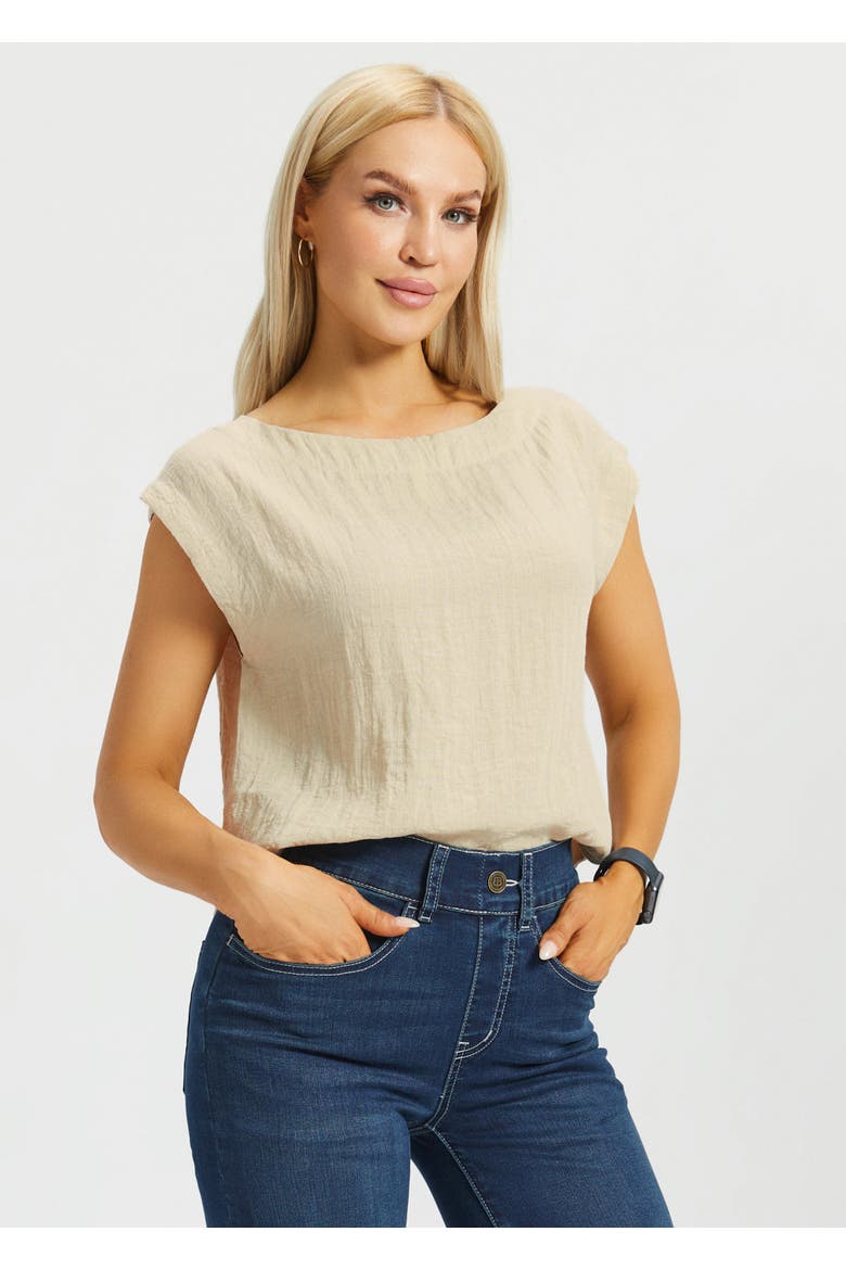 Drift Boat Neck Tee Linenette, Alternate, color, Stone