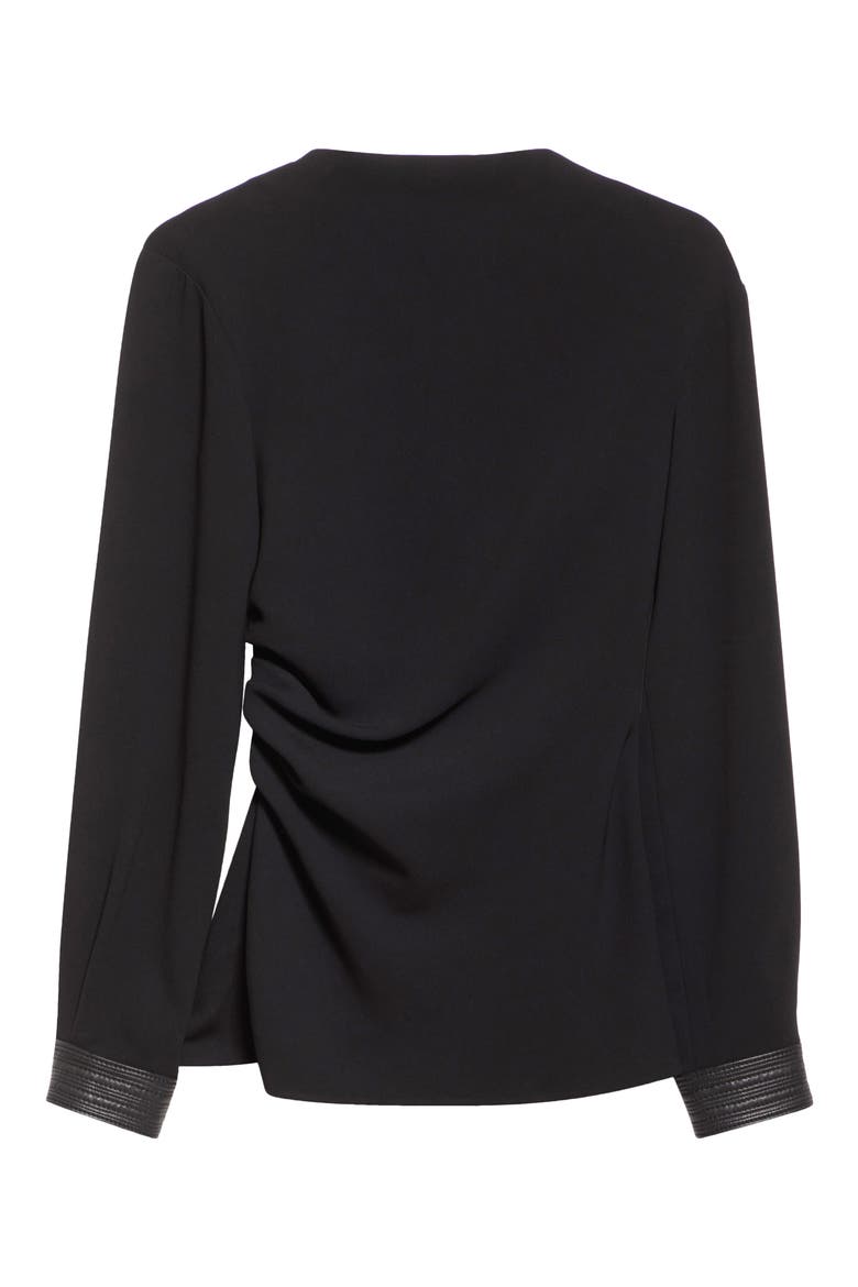 Alexis Asymmetric Ruched Double Crepe Top, Alternate, color, BLACK