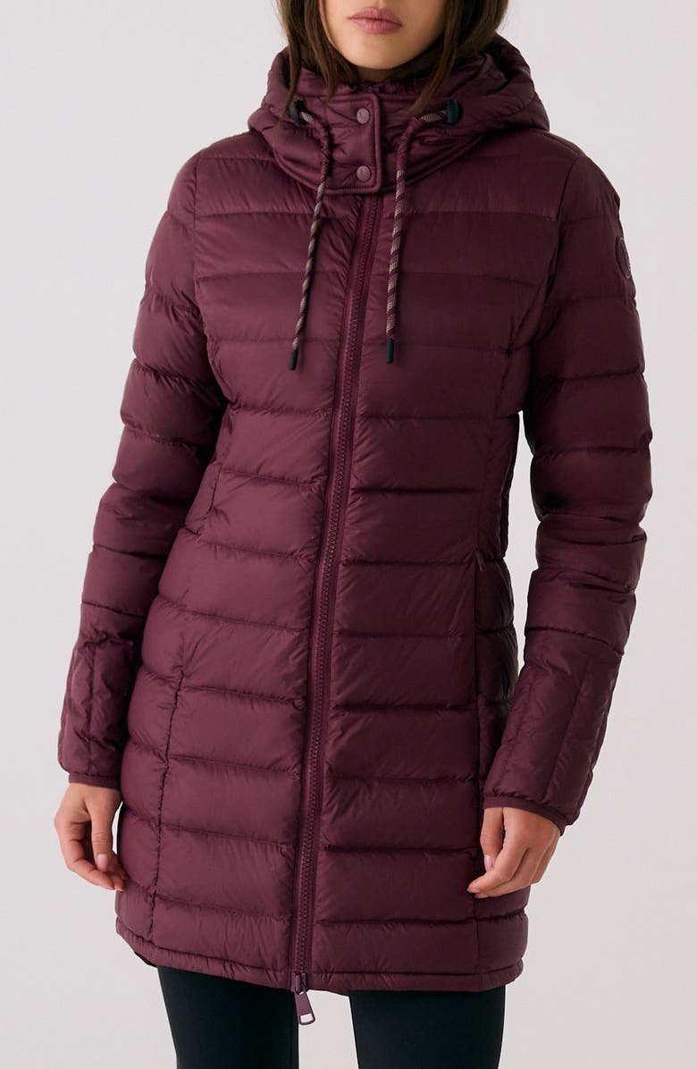 Lole Claudia Hooded Packable Down Jacket, Main, color, Dark Cherry