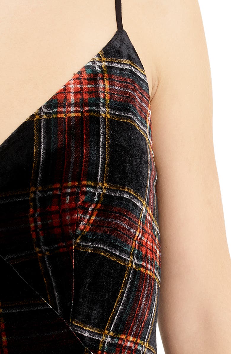 J.Crew Spaghetti Strap Midi Dress in Velvet Stewart Tartan, Alternate, color, 