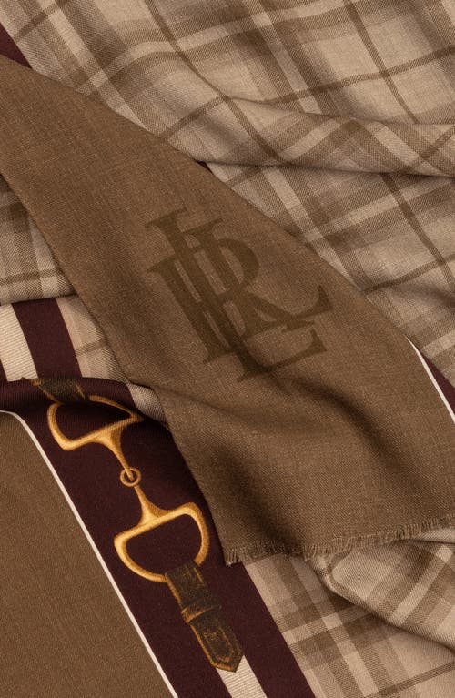 Ralph Lauren Lauren Plaid Wool Scarf In Brown
