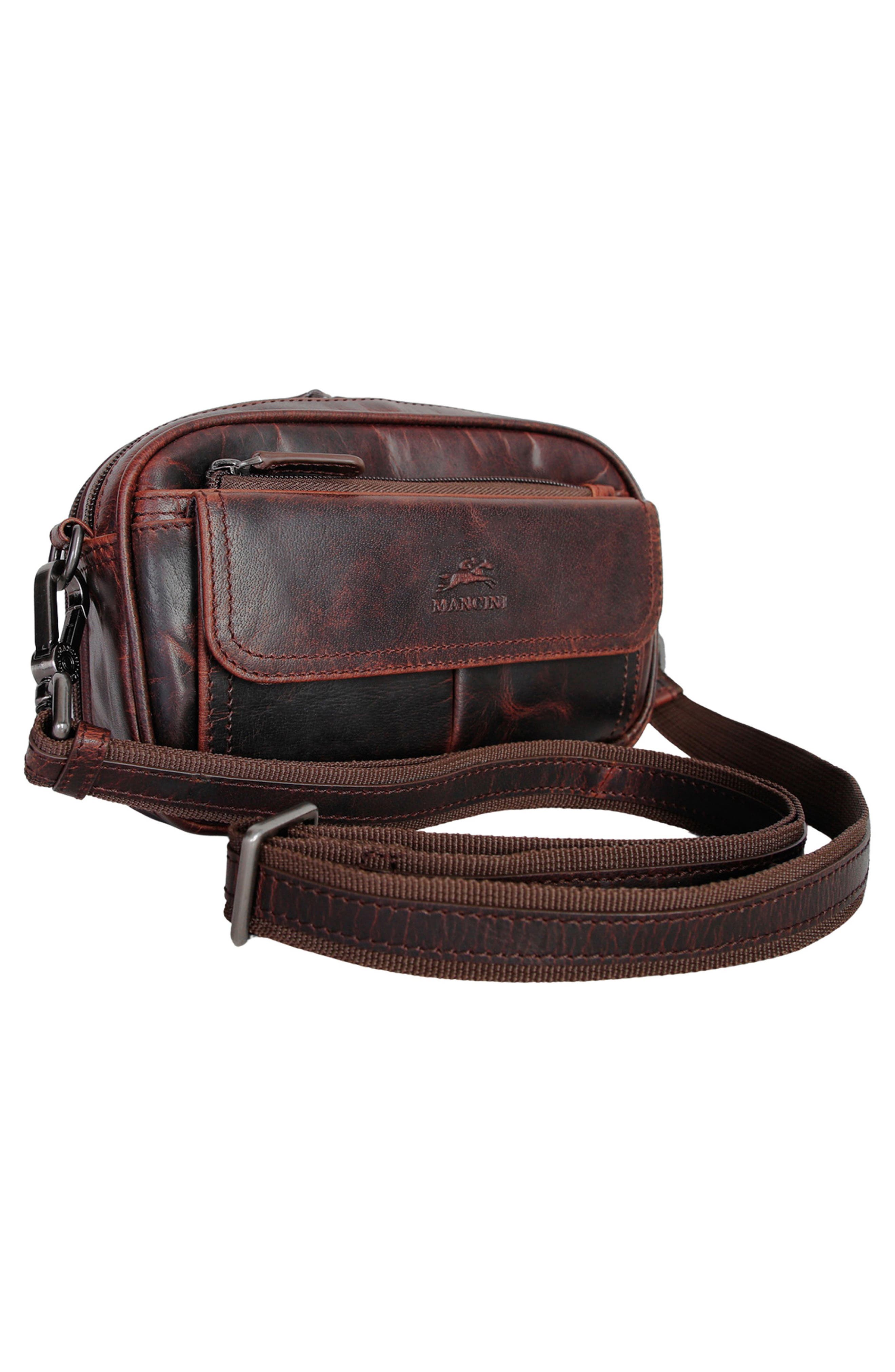 Buffalo Leather Organizer Crossbody Bag, Alternate, color, BROWN