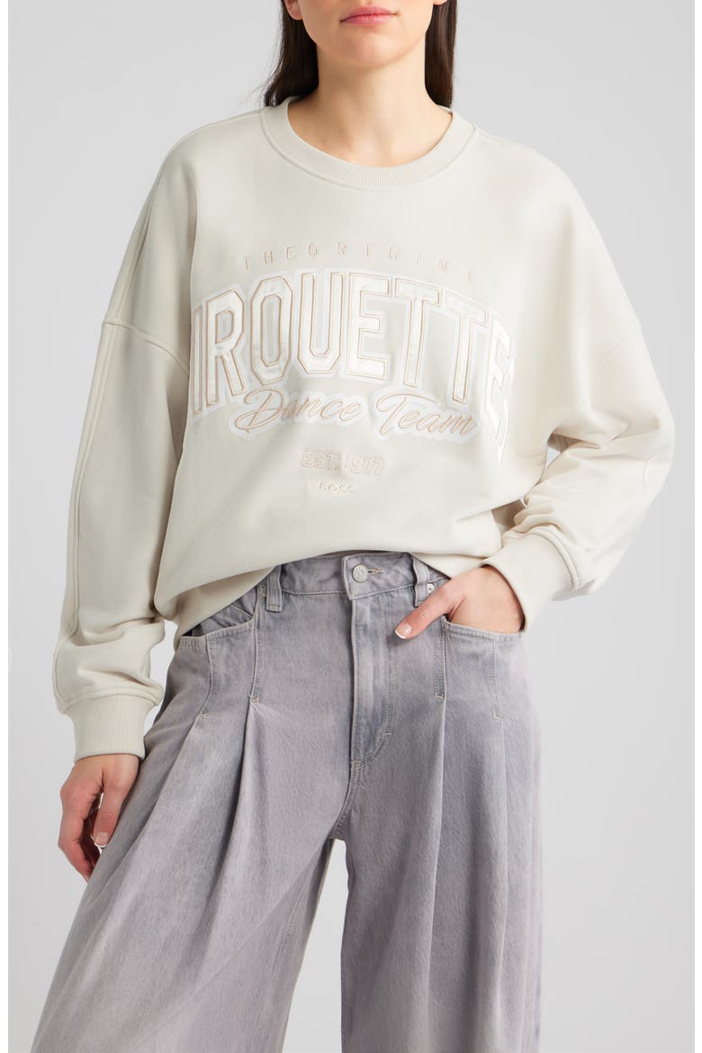 Ever Embroidered Crewneck Cotton Sweatshirt, Main, color, OPEN WHITE