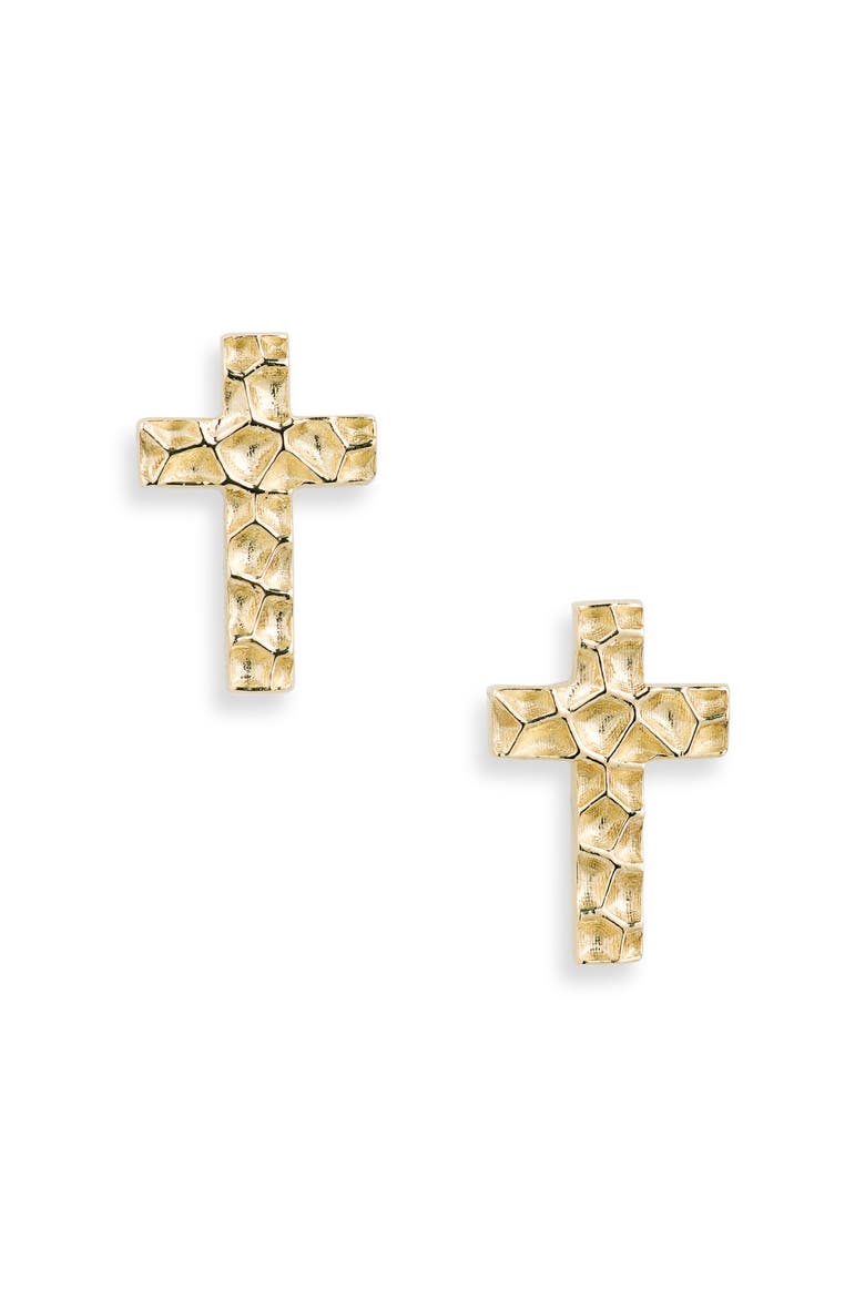 14K Gold Cross Stud Earrings (Nordstrom Exclusive), Main, color, 14K YELLOW GOLD