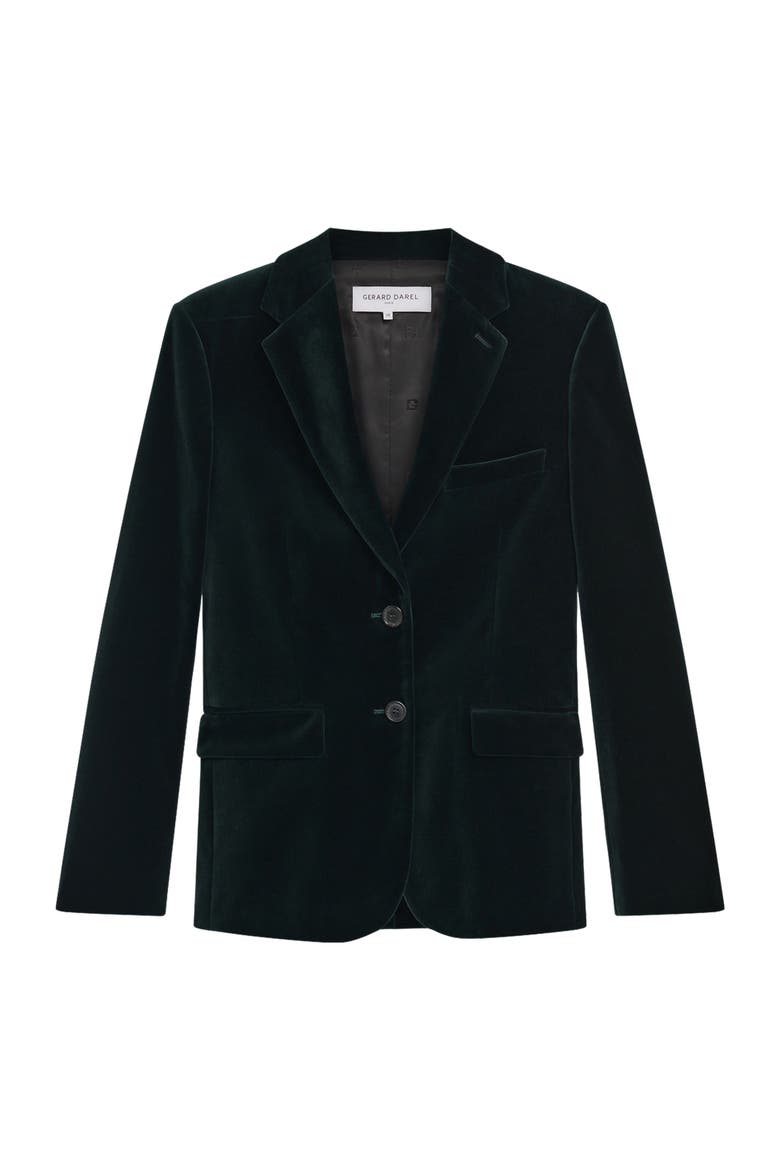 Jyna Velvet Suit Blazer, Alternate, color, Green