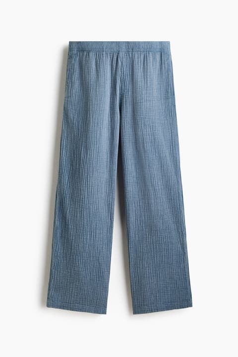 Loose Fit Cotton Muslin Trousers