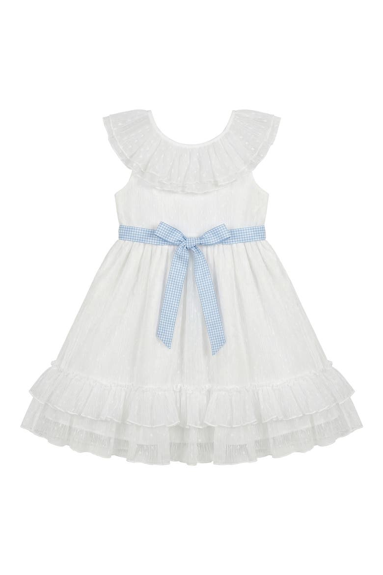 Kids' Ruth Clip Dot Chiffon Dress, Main, color, WHITE/ BLUE
