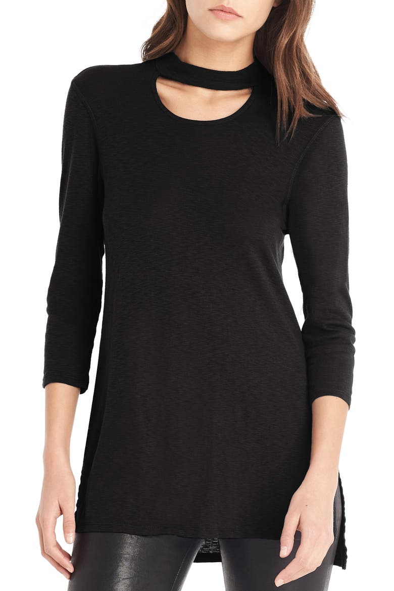 Choker Neck Tunic, Main, color, BLACK