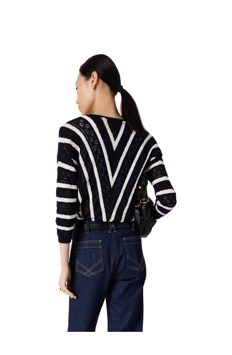 GERARD DAREL Loretta V-Neck Long Sleeve Knitted Top, Alternate, color, Navy Blue