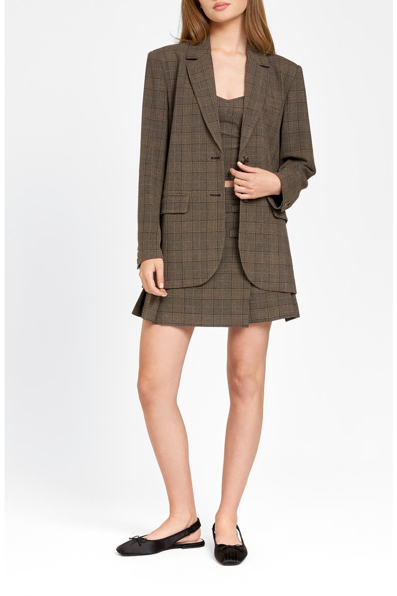 Amalia Pleated Miniskirt, Alternate, color, BROWN PLAID