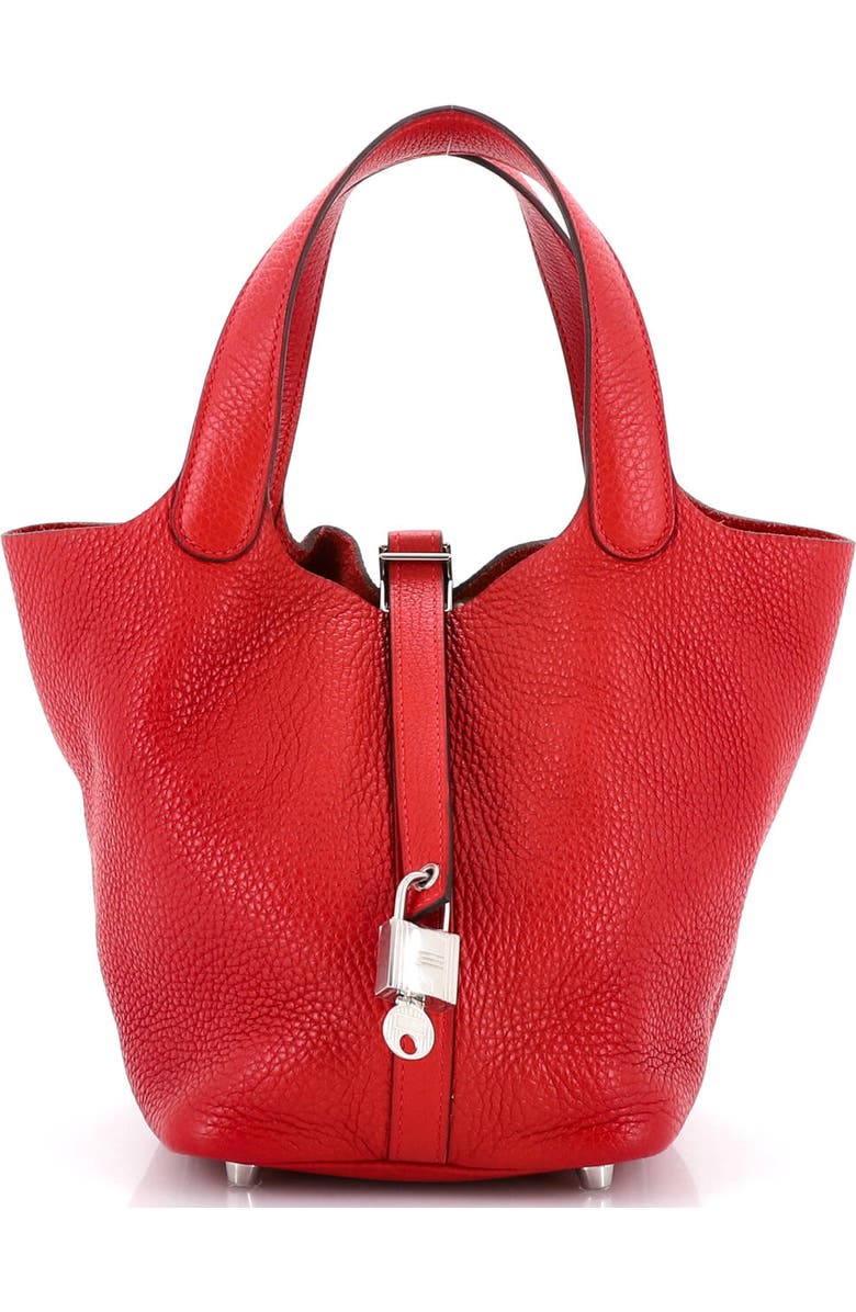Pre-Owned Hermes Picotin Lock Bag Clemence PM, Main, color, Rouge Casaque