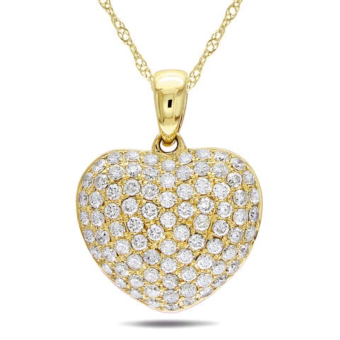Diamond Heart Pendant Necklace 14k