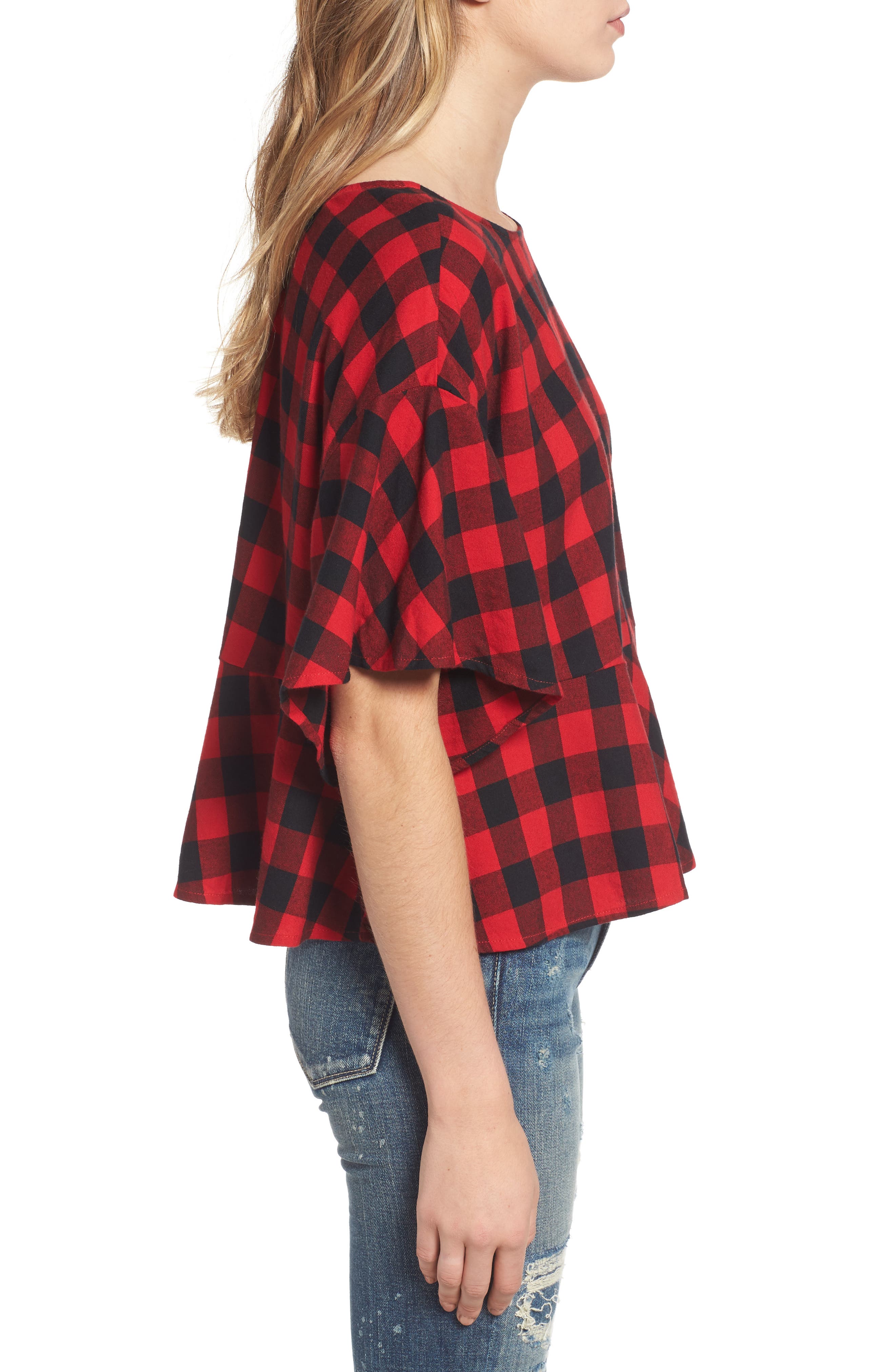 BP. Plaid Peplum Top (Women) | Nordstromrack