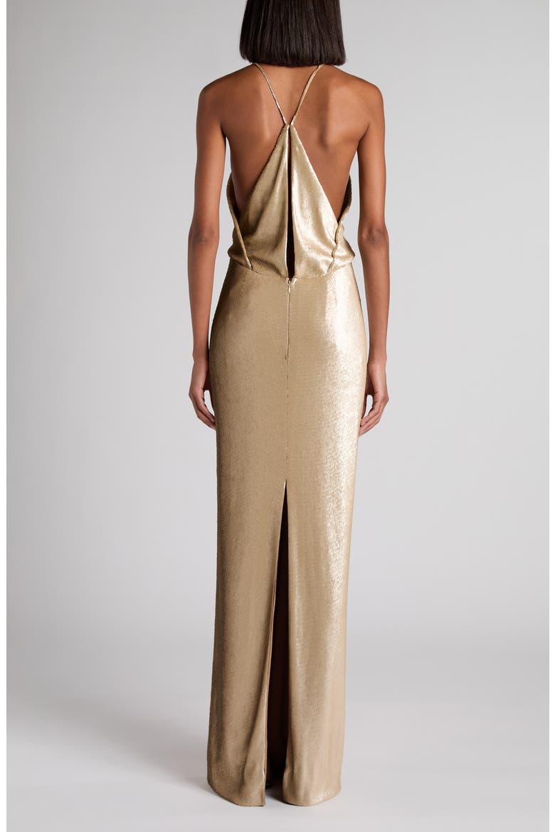 Sequin Embroidered Tulle Gown, Alternate, color, BY001 GOLD