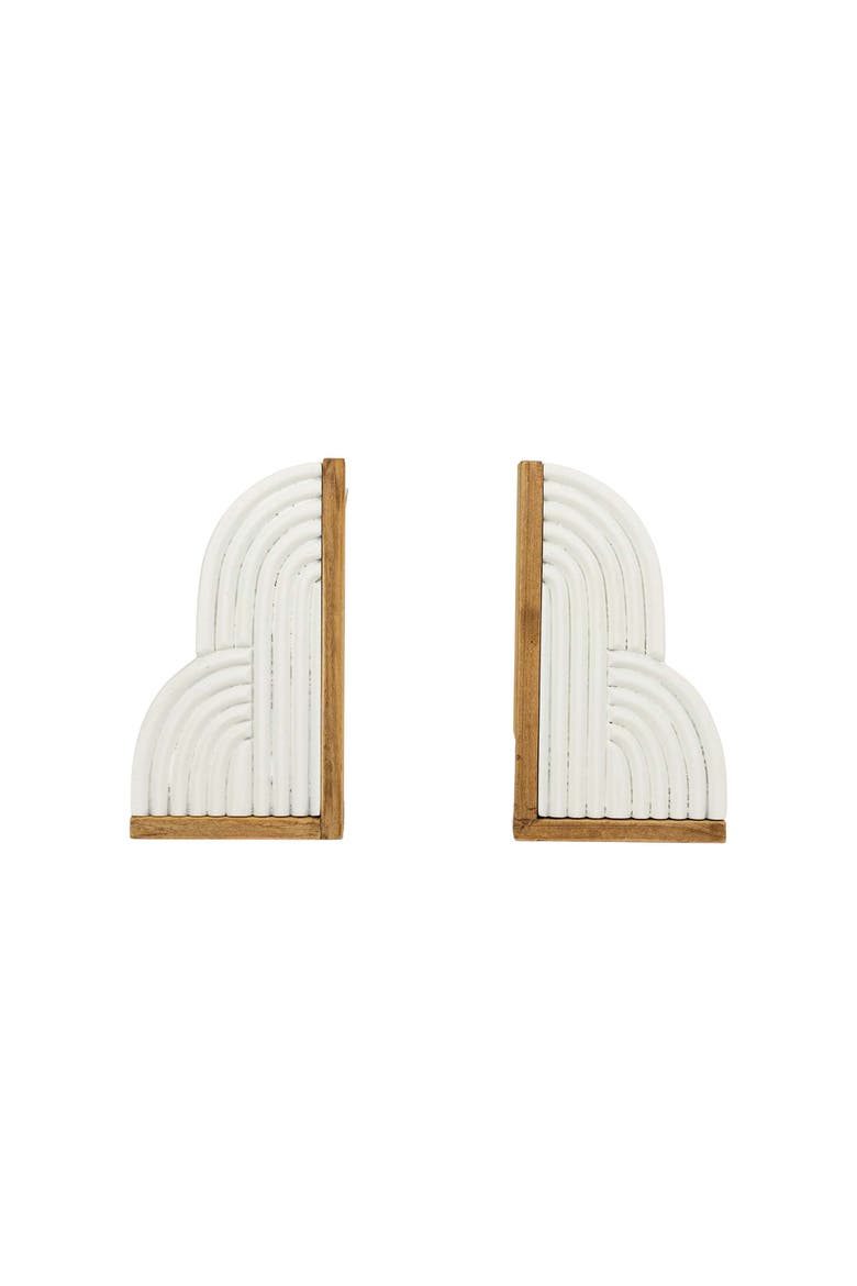 7.28" Decorative Sleek Boho Cloud Sturdy Sleek Bookends Set of 2, Main, color, White