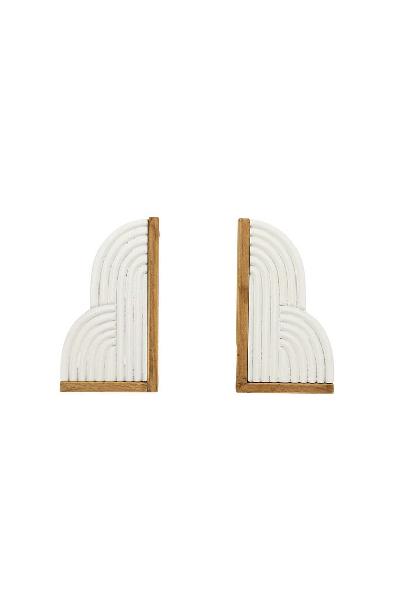 Foreside Home and Garden 7.28" Decorative Sleek Boho Cloud Sturdy Sleek Bookends Set of 2, Main, color, White