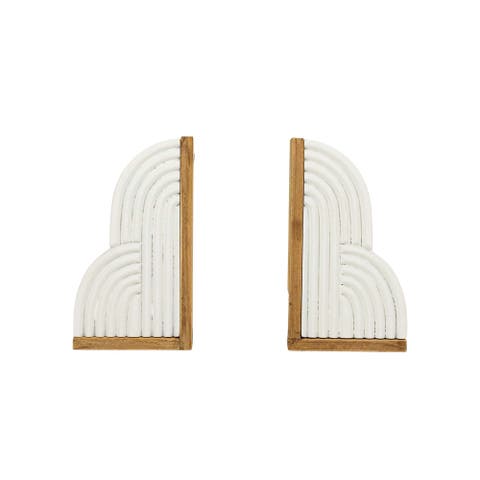 7.28" Decorative Sleek Boho Cloud Sturdy Sleek Bookends Set of 2