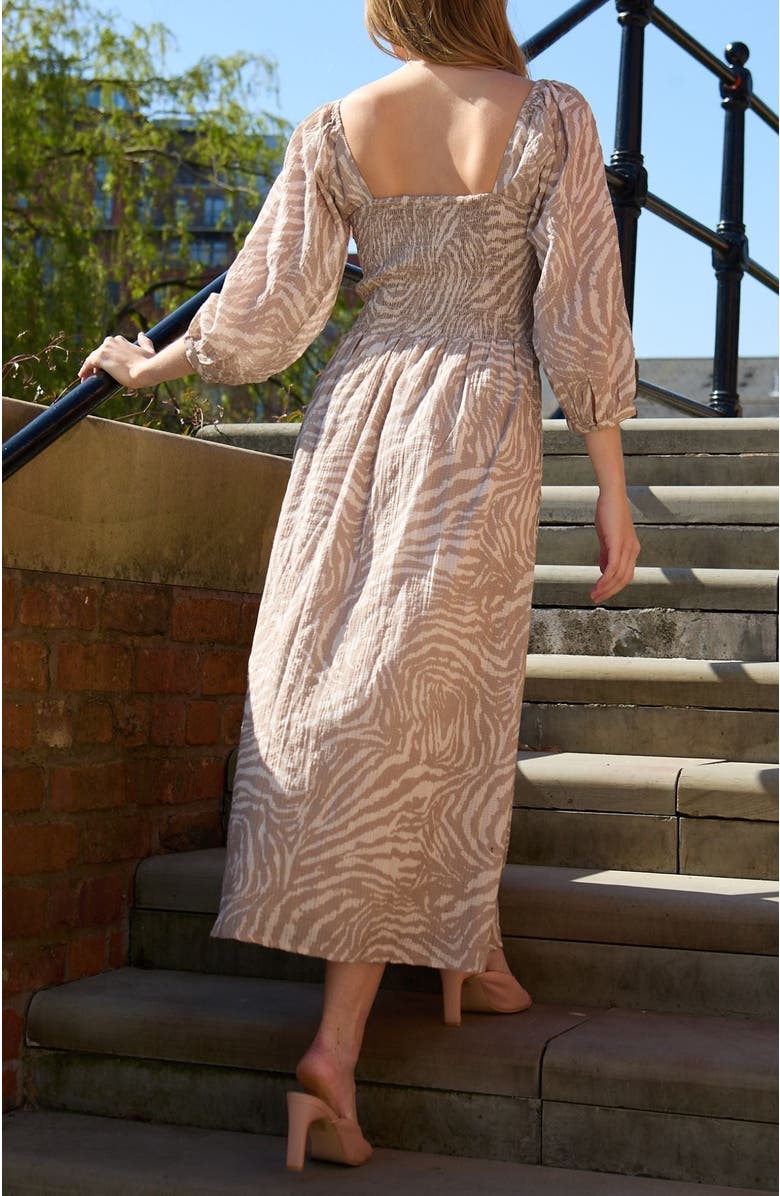 LILY AND LIONEL Lauren Shirred Bodice Banana Print Maxi Dress, Alternate, color, Natural