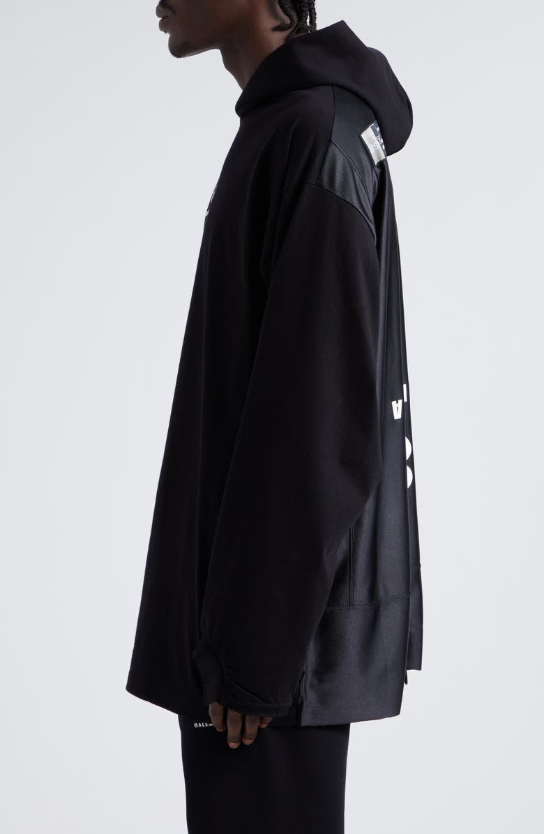 Balenciaga Infinity Logo Oversize Deconstructed Mixed Media Hoodie, Alternate, color,
