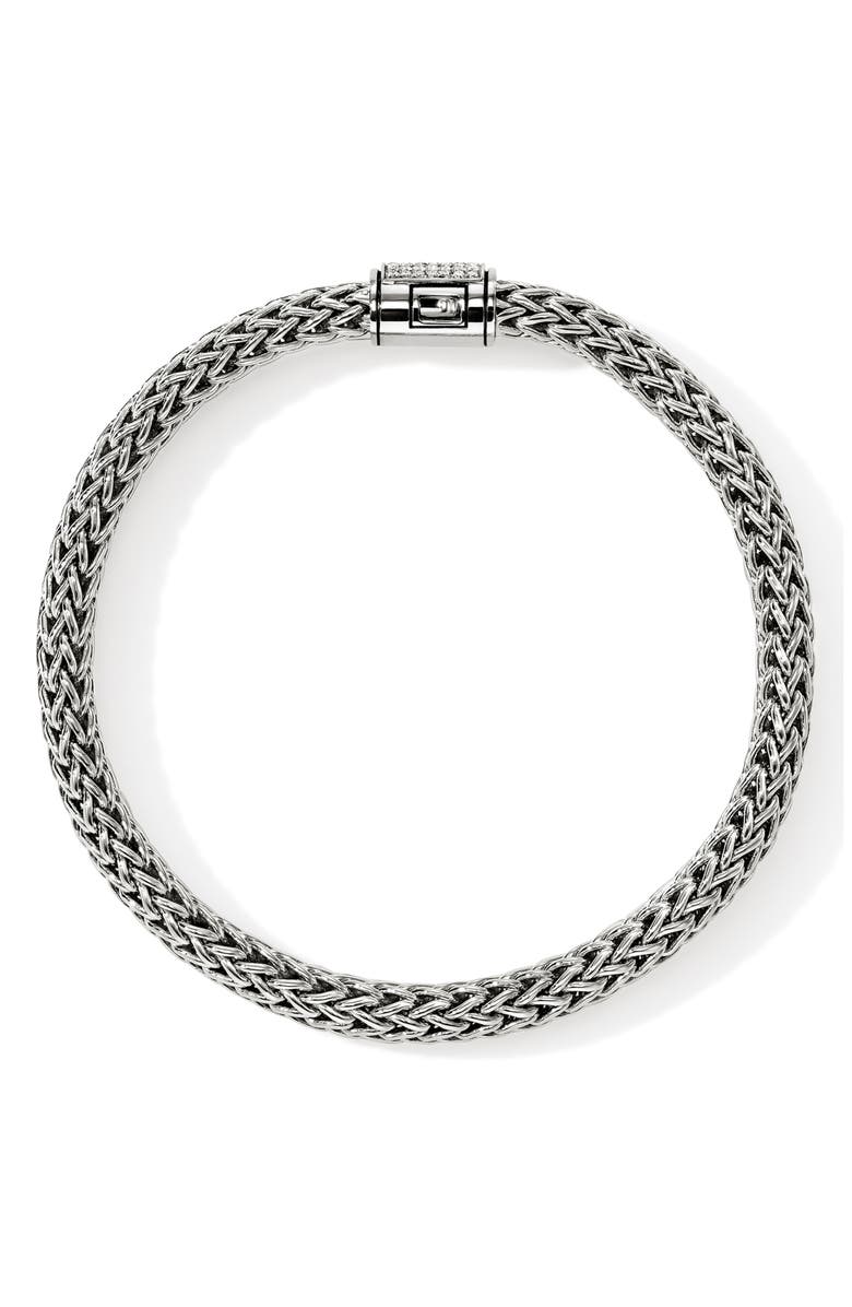 John Hardy Icon Bracelet, Sterling Silver, Pavé Diamond, 7.5mm, Alternate, color, Silver